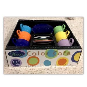 Expresso Color Cafe Set Everyday Gibson 6 1/2 Oz. NEW
